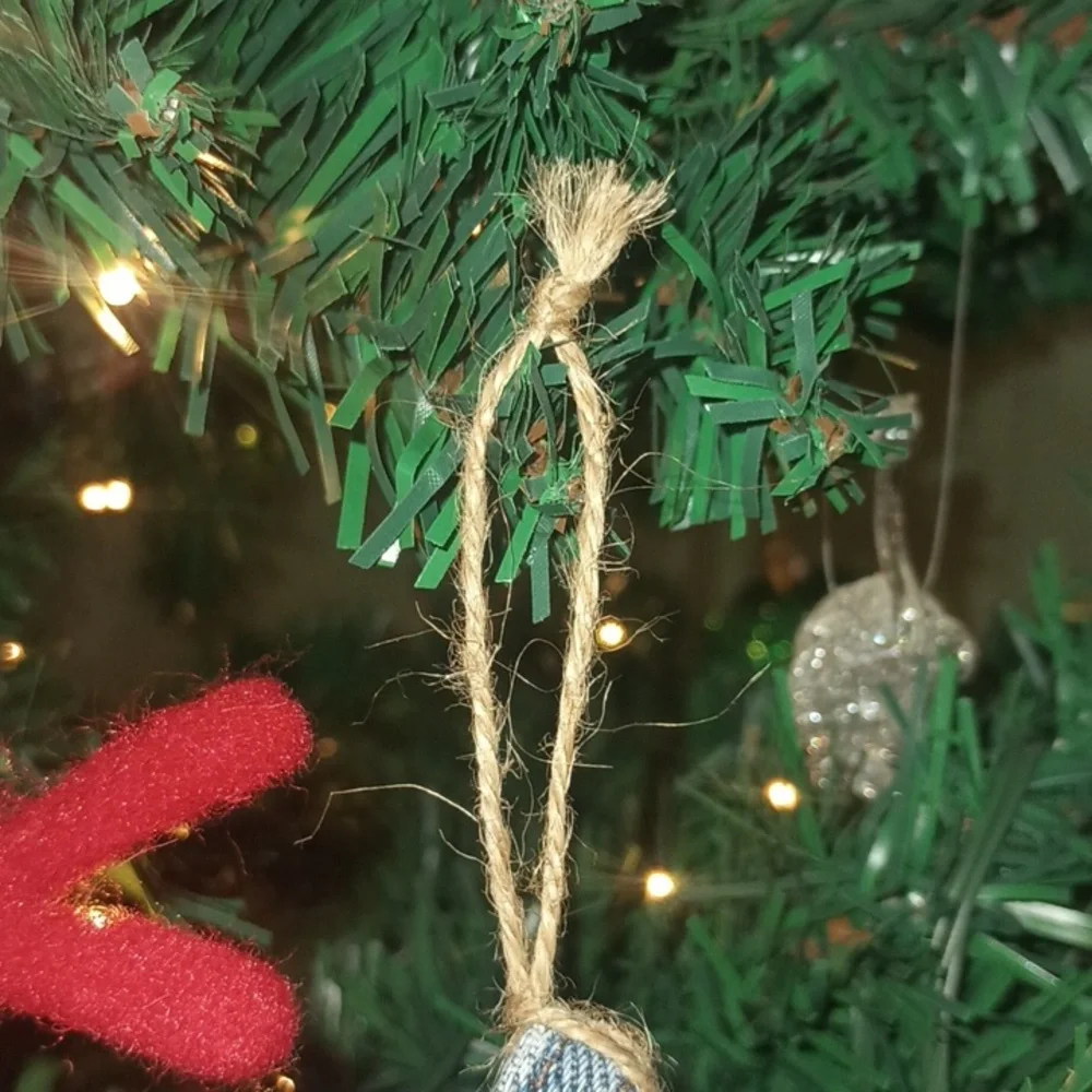 (2) Denim Christmas Stocking Ornaments - Picture 3 of 4